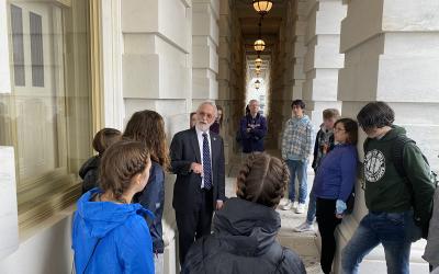 Dan speaks to students