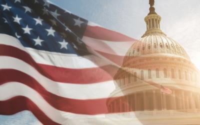 United States Flag Flown Over Capitol