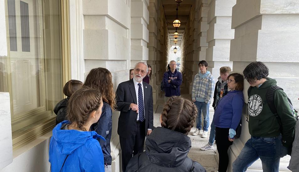 Dan speaks to students