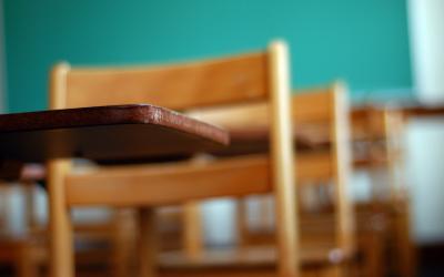 schoolroom desks and chairs